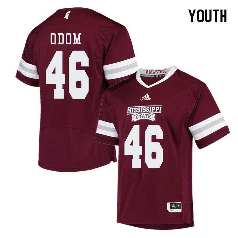 Youth #46 Aaron Odom Mississippi State Bulldogs College Football Jerseys Sale-Maroon